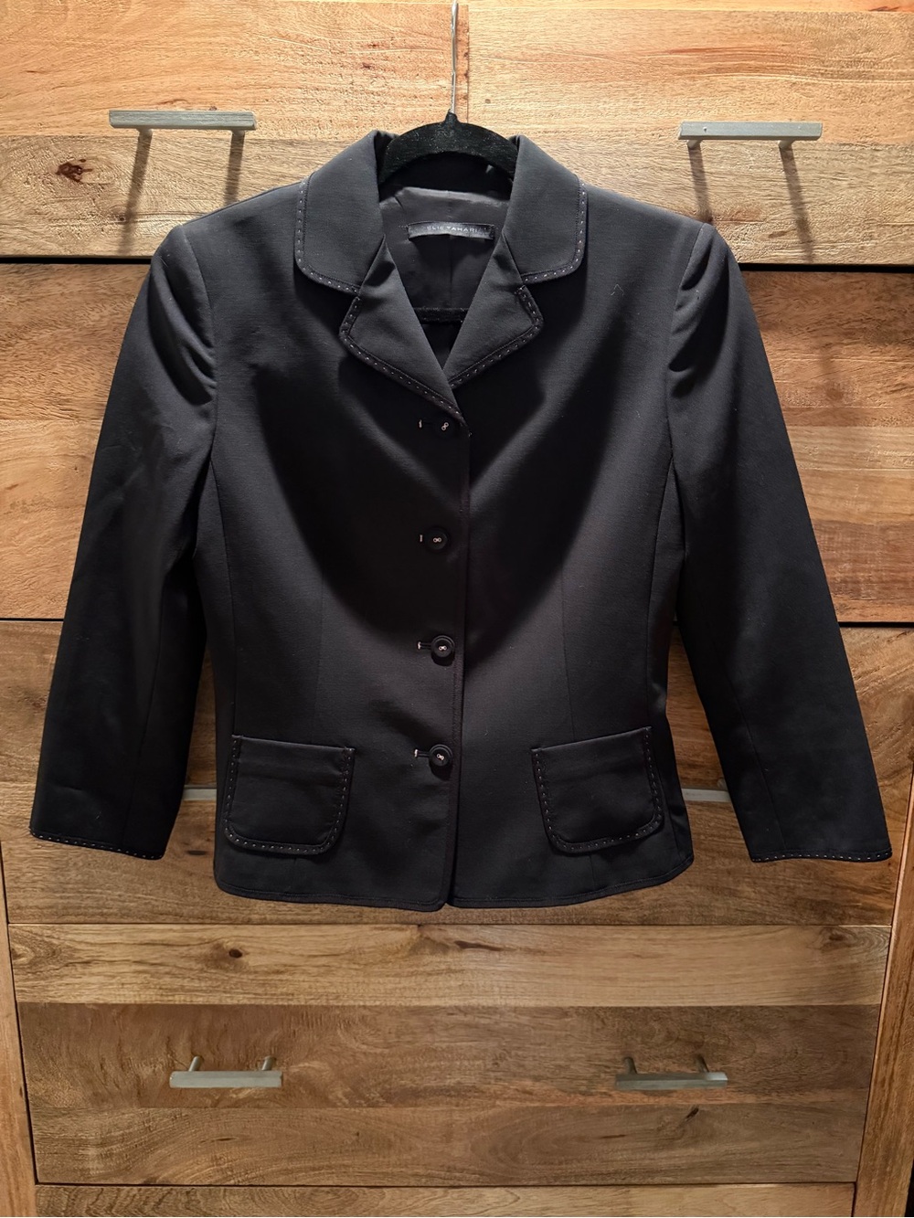 Elie Tahari Black Women's Structured Button Blazer